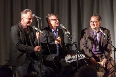 Die Alois Nebel Ausstellung im Literaturhaus Stuttgart (vl: Jaromir 99, Jaroslav Rudis, Dirk Schümer)